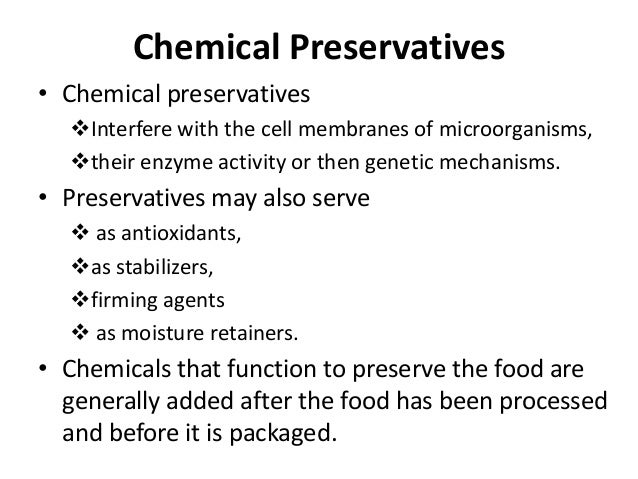 list of food preservatives physical and chemical methods of food preservation